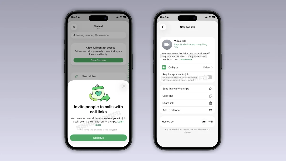 WhatsApp, hesap olmayan kişileri çağrılara davet etme özelliğini ekledi